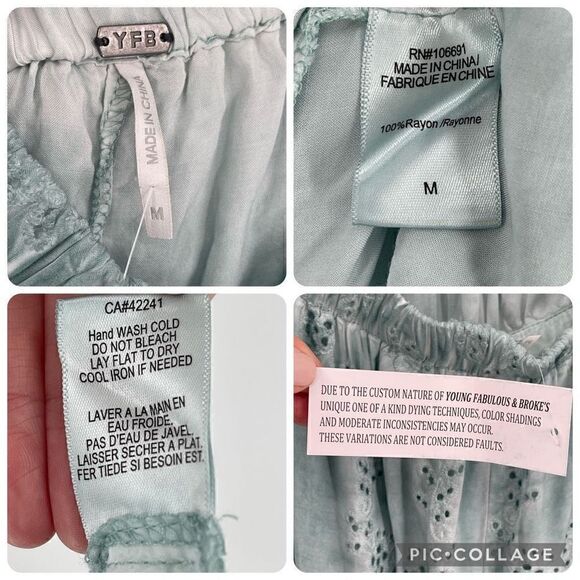 Young‎ Fabulous & Broke Ellis Strapless Eyelet Jumpsuit Surf Blue Women Medium - Picture 12 of 12